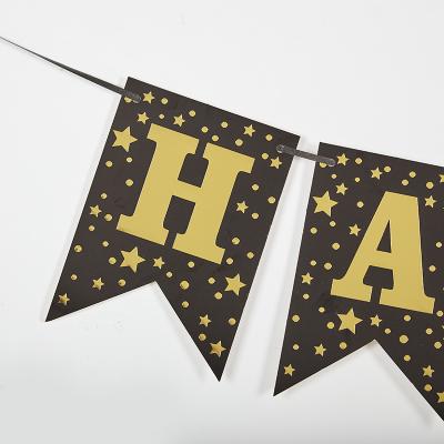 China Hot Stamping Party Decorations Baby Gift Star Backdrop Flags AIMI Party Banner Happy Birthday Letters Popular English Wall Decor for sale