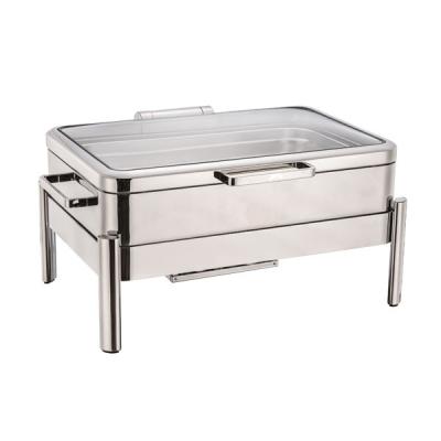 China Sampson Collection 9L Hydraulic Hinged Glass Lid (1/1 GN 2020 New 304 Stainless Steel Chafing Dish Size) with Water Pan Handle for sale