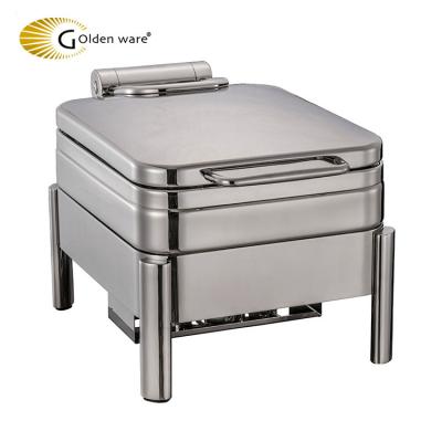 China 18/10 Stainless Steel& Gold Hot Sale Food Buffet Heaters Equipment Hydraulic Chafing Dish for Hotel for sale