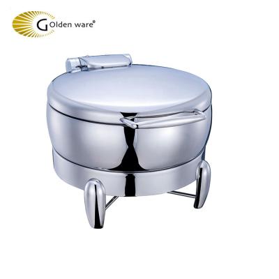 China 18/10 Stainless Steel& Tempered Glass Gold Ware Shake Stainless Steel Electric Food Warmer Round Roll Top Chafing Dish for sale