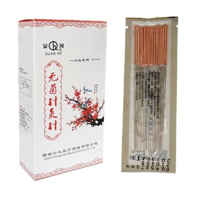 China Body QUAN IL Wholesale Disposable Sterile Acupuncture Needles For Single Use Chinese Painless Dry Needle 500 Pcs Copper Handle for sale