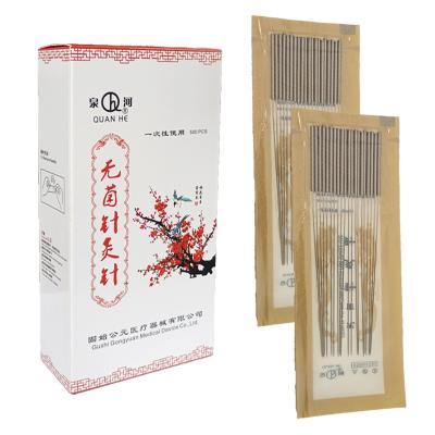 China Body QUAN IL Wholesale Sterile Disposable For Single Use Chinese Painless Dry Needle 500 Pcs Stainless Steel Handle Without Loop for sale