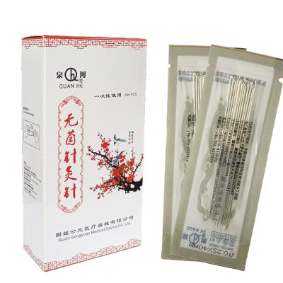 China Body QUAN IL Wholesale Disposable Sterile Acupuncture Needles For Single Use Chinese Painless Dry Needle 500 Pcs Silver Handle for sale