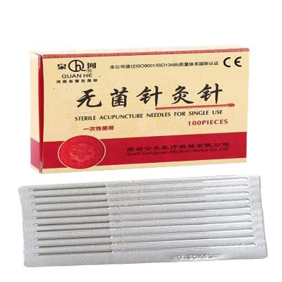 China QUANHE100pcs Body Extended Acupuncture Painless Therapy Needles Barb Grip Stainless Steel Stainless Steel Handle Without Loop for sale