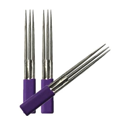 China New Style Permanent Three Groups Manual Semi Permanent Needles Triangle Shaped 3rl Welding Purple Eyebrow Tattoo Needles Makeup for sale