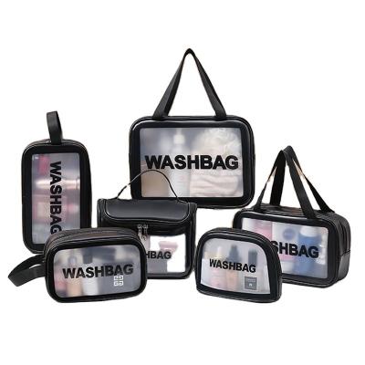 China Behind The Doors/On Walls 6pcs Toiletry Bag With Handle Pocket Organizer Cosmetic Waterproof Portable Clear Clear Makeup Bag Zipper Travel Storage for sale