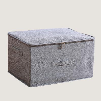 China Behind Doors/On Double Walls YMJ Cotton Canvas Storage Box Zippers Matching Box Cloth Art Covered Folding Sealing Underwear Cloth Shoes Storage Box for sale