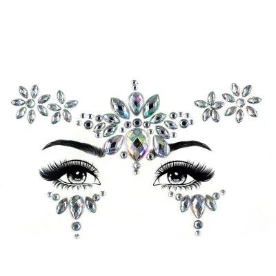 China Wholesale Waterproof+Eco-friendly Crystal Face Stickers Decorations Fit for Festival Party Mermaid Face Jewelry Festival Rhinestones Gems Eyes Sticker for sale