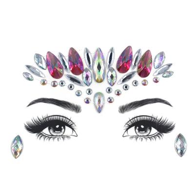 China Wholesale Waterproof+Eco-friendly Face Gems Mermaid Face Jewelry Festival Gems Fake Stones Rave Eyes Body Temporary Stickers for sale