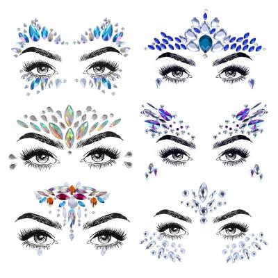 China Wholesale Waterproof+Eco-friendly Face Jewelry Tattoo Rhinestone Mermaid Body Stickers Face Luminous Gems Crystals Fluorescent Sticker for sale