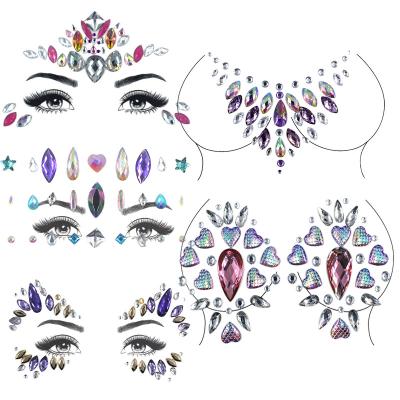 China Waterproof+Eco-friendly Face Gems Tattoo Stickers Waterproof Face Jewels Rainbow Tears Rhinestone For Festival Party Praise Acrylic Crystal Sticker for sale