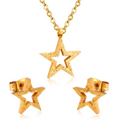 China Eco-Friendly Star Jewelry Set Stainless Steel Fashionable Cute Women Earrings and Statement Party Gold Dangle Jewelry Sets for sale