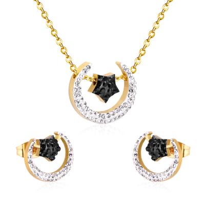 China Nickel Free Lead Free Gold Plated Necklace Set Women Jewelry Type Moon And Star Shape Jewelry Set for sale