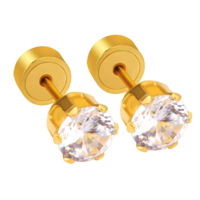 China Trendy Fashionable Antique Surgical Steel Earring Stud Earring Vintage Design Shiny Zircon Ear Stud For Women for sale