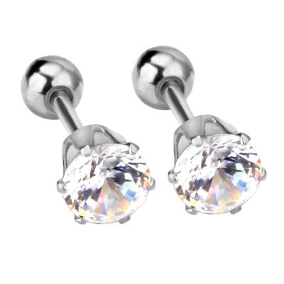 China Trendy Fashion Shiny Diamond Stud Earring Gold Silver Plated Stainless Steel Women Surgical Earrings For Female for sale