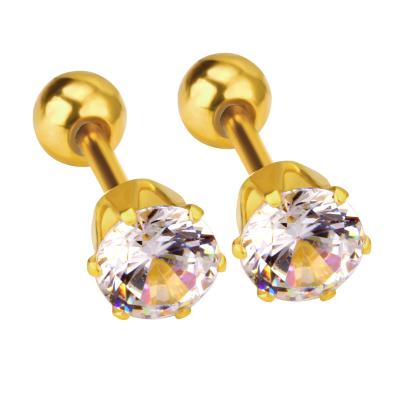 China Newest Vintage Design Style Female Ear Stud Screw Stud Zircon Shiny Elegant Antique Surgical Steel Trendy Trendy Earring Female Ear Stud for sale