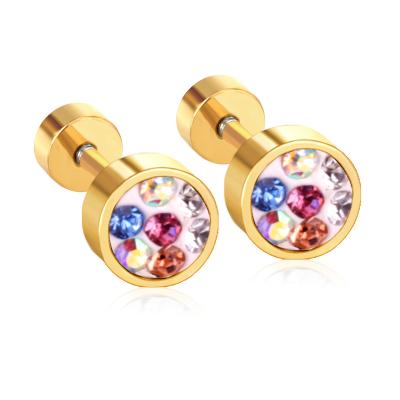 China 2019 Hot FASHIONABLE Baby Crystal Factory Price Jabot Stud Earrings For Women Earings Jewelry Men Gift Gold Party Geometric Rhinestone Colorful for sale