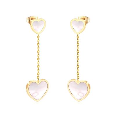 China High Quality Romantic Heart Shaped Earrings Jewelry Gold Plated Drop Earrings Women Hanging Hanging Earrings for sale