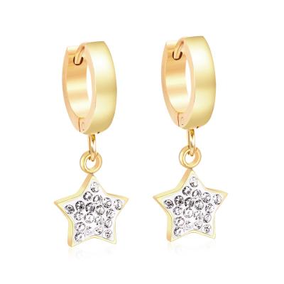 China TRENDY Fashion Women Earrings Gold Plated Shiny Fashion Star Rhinestone Drop Earrings For Female Decoration Stainless Steel Jewelry for sale