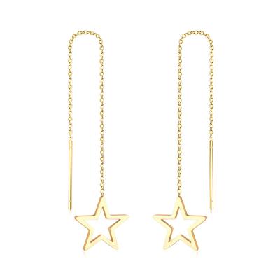 China Romantic Unique Design Cute Star Chain Up-to-date Gold Plated Drop Earrings Stainless Steel Wedding Party Cheap Fashion Jewelry For Women for sale