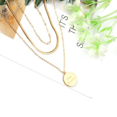 China TRENDY Fashion Pendant Necklace Charm Clavicle Chains 18K Gold Plated Necklace Jewelry Stainless Steel Women Necklace Jewelry for sale