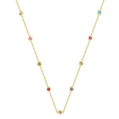 China 2020 new FASHIONABLE style necklace simple design tasty gold Mix-colors stones plated necklace jewelry stainless steel women necklace for sale