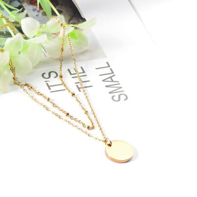 China FASHIONABLE New Arrival Chains Women Necklace Quality Stainless Steel Factory Price Exquisite Double Bell Circle Customized Pendant Necklace for sale