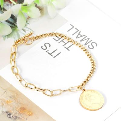 China High Quality Stainless Steel Bangle Bracelet Jewelry New Arrival Women Environmental Friendly Bangle Jewelry Religious Graphic Pendant Gift for sale