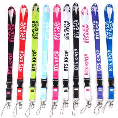 China Fashion logo id printed polyester pop BTS lanyard bulk kpop main chain album for sale