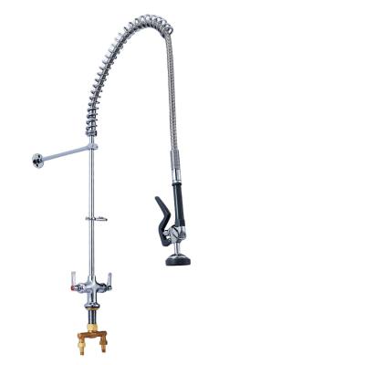 China China Wholesale Modern Double Handle Pull Out Spray Pre Rinse Tap Commercial Kitchen Mixer Faucet For Restaurant for sale