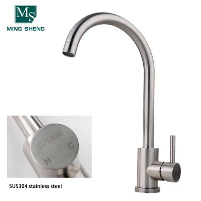 China Guangdong modern manufacturing platform mounted SUS 304 stainless steel faucet kitchen sink faucet with brushed surface for sale