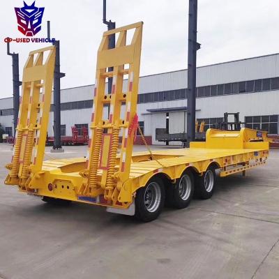 China Truck trailer used Tri axles 3 axles low bed lowbed trailer for heavy machine transport for sale for sale