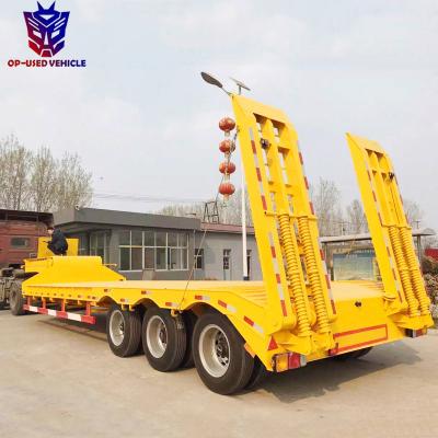 China Truck Trailer Heavy Duty Truck Transport 3 Axle Lowbed Semi Trailer Truck Price for sale