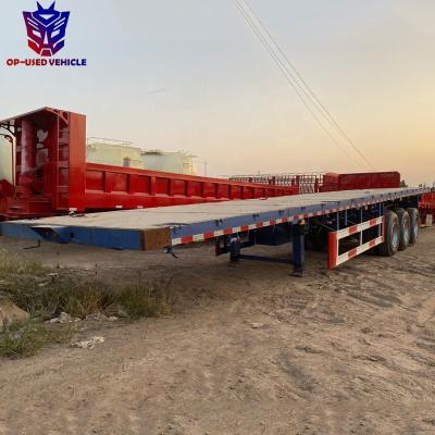 China Used Truck Trailer 3 Axles 60 Ton Flat Bed Semi Trailer Flat Bed For Sale for sale