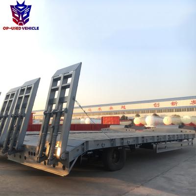 China Truck Trailer Used Tri Axle 60 70 80 Ton Low Bed Low Bed Lowboy Loader Semi Truck Trailer for sale