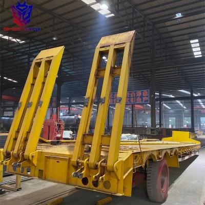 China Used Low Bed Trailer 4 Axles 70 Ton Lowbed Semi Trailer Low Bed Truck Trailer For Sale for sale