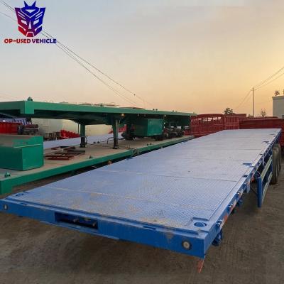 China Used 40ft Truck Trailer 2 or 3 axle flatbed container trailer for sale in Tanzania for sale