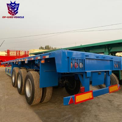 China Used truck trailer 3 axles used flatbed container transport flat bed semi trailer for sale for sale