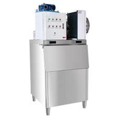 China High Heat Transfer Efficiency Ice Flake Machine For Cooling With 1 Ton Per Day Output With Ice Storage Bin Ice Maker for sale