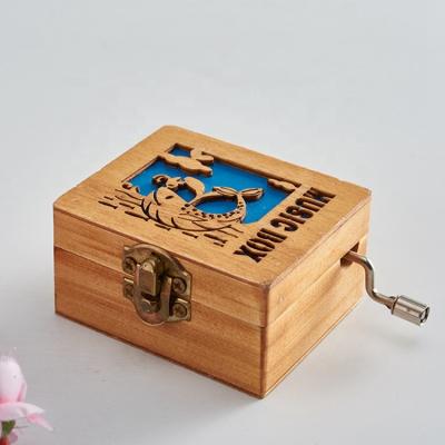 China Customizable Hot Selling Style Eco - Friendly Laser Engraved Wooden Music Box Without Handle for sale