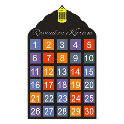 China Eco-Friendly 2021 Felt Countdown EID Ramadan Advent Calendar EID Mubarak Ramadan Kareem Decorations Kids Gift for sale