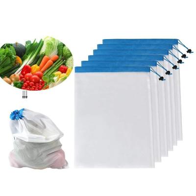 China Folding Reusable Mesh Produce Bags Washable Eco Friendly Bags For Grocery Storage Fruit Vegetable Toys Sundries Bag for sale