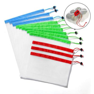 China Reusable Product Folding Mesh Toys Sundries Bags Washable Fruit Vegetable Pouch Net Bag for sale