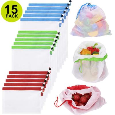 China RPET Folding Recycled Collapsible Washable Suction Twine Mesh Shopping Bag With Tubing for sale