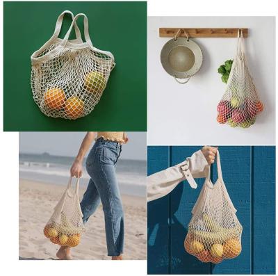 China 100% eco-friendly; Reusable; Reusable Mesh Market Tote Washable Cotton Twine Net Shopping Bag For Grocery Shopper Product Storage Fruit Vegetable Less Plastic for sale