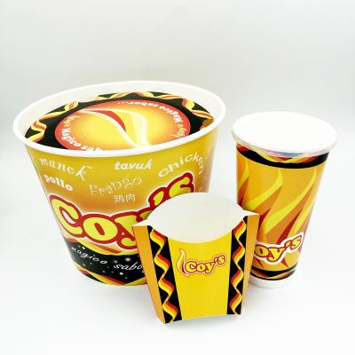 China Disposable 150oz Fried Chicken Paper Disposable Bucket With Cover for sale