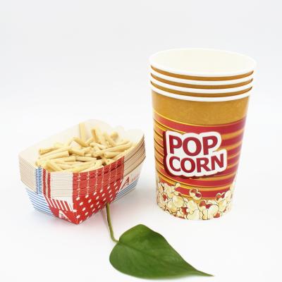 China 32oz Single Wall Red Disposable Popcorn Cup Paper Popcorn Bucket for sale