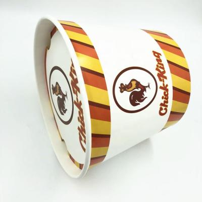 China Hot Selling Disposable Big Round Fried Chicken Popcorn Paper Bucket With Lid for sale