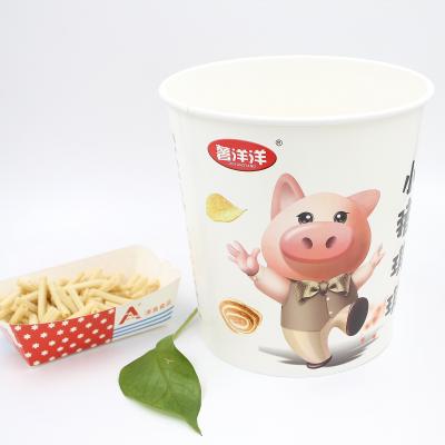 China Customized Printing Fried Chicken Paper Bucket For Disposable Quick Food Packaging for sale