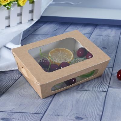 China Disposable Kraft Paper Rice Packaging Box With Window for sale